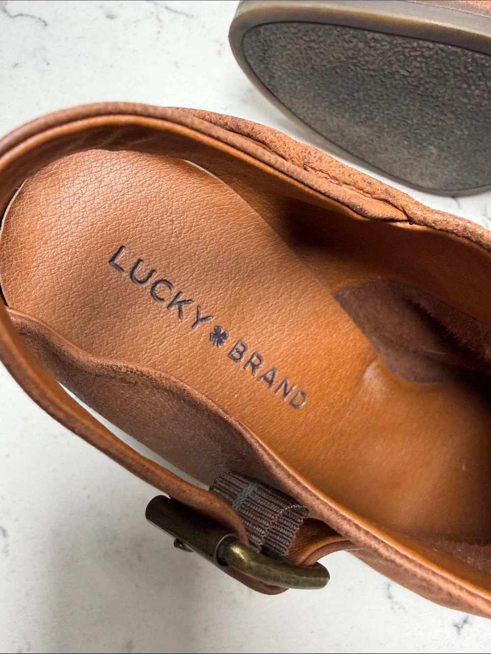 Lucky Brand Brown Leather Slingback Booties